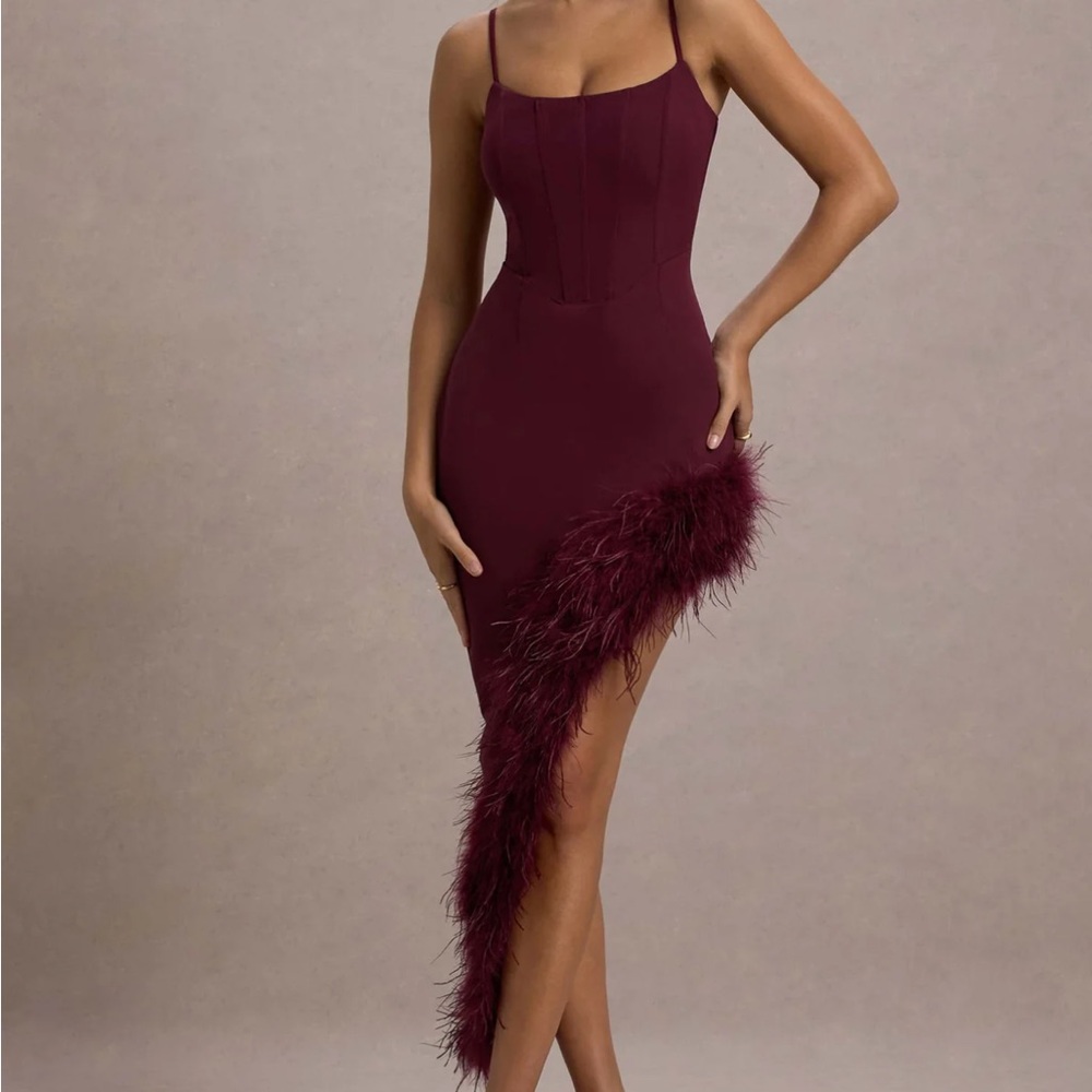 Burgundy feather dress